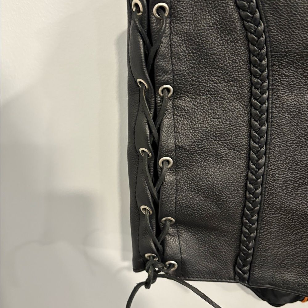 Vintage First Classics Black Leather Motorcycle Biker Vest - Picture 14 of 14